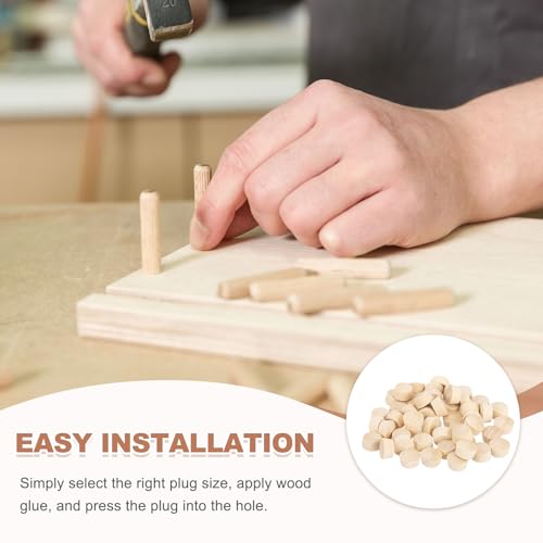 MECCANIXITY 100 Pcs Wood Plugs, 5/8" Flat Head Wood Plugs for Screw Holes Wooden Screw Hole Covers for Furniture Cabinets DIY Projects Assortment Kit - size: 5/8"