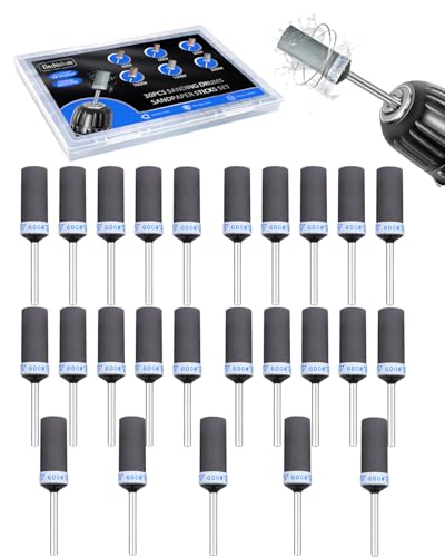 600 Grit Sanding Drums for Dremel Rotary Tools Accessories, 25PCS Sanding Bits Kit for Dremel Sanding Bands with 1/8 inch Shank, Sandpaper Sticks Set for Plastic Wood Metal Grinding Polishing - style: 600 Grit 25PCS