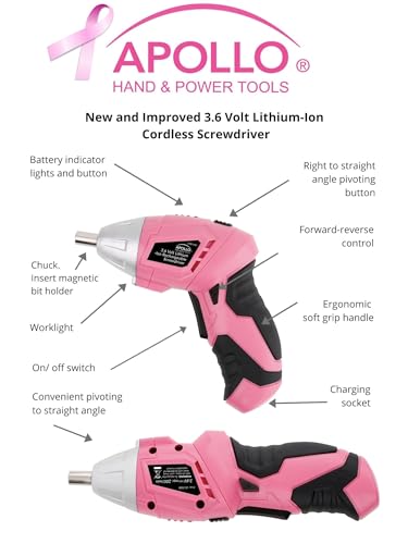 Apollo Tools 135 Piece Household Tool Set, Pink DT0773N1 - color: Pink, size: 135-Piece