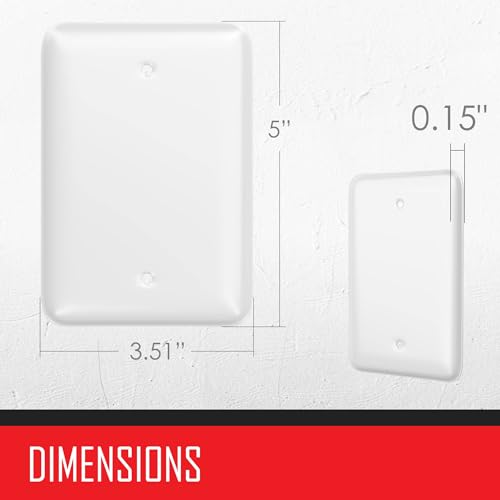 TayMac WMW-B 1-Gang White Smooth Metal Maxi Blank Wall Plate WMW-B, Outlet Cover Wall Plate with Screws, Electrical Outlet Cover Plate for 1 Device - style: White Smooth