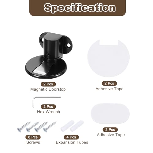uxcell 2Pcs Magnetic Door Stopper, Silent Magnetic Floor Door Stop, Black - color: Black
