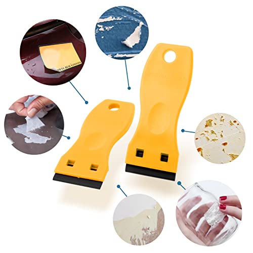 FOSHIO 20PCS Yellow Plastic Razor Blade Scraper Tool for Gasket Remover, Sticker Remover, Labels Decal and Adhesive Remover for Windows and Glass - color: With Yellow Scraper (20 Pack)