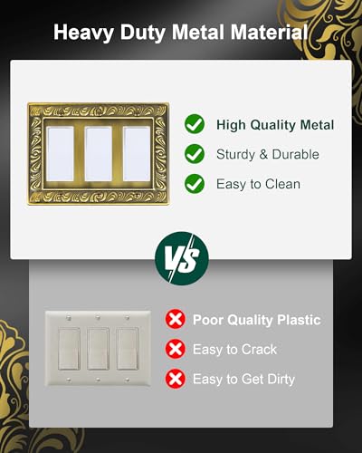 2-Pack Paisley Pattern Triple Decorator Outlet Cover Plate - style: 3 Decorator 2PK
