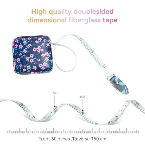 Mini Retractable Soft Tape Measure for Sewing, Fabric, Clothing, Blue Little Flower - color: Blue little flower