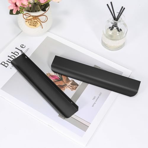 Malimali 5 Pack 7.87" Black Edge Finger Pulls for Cabinets, Drawer Pulls - color: Matte Black, size: 200mm/7.87" (5Pcs)