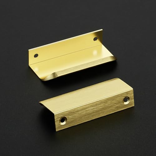 Gold Cabinet Handles Finger Edge Pulls 3.15 Inch CC 10 Pack - color: Gold, size: 80mm/3.15" Overall Length