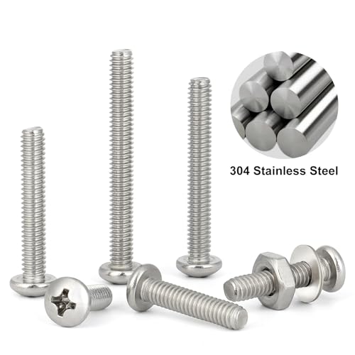VGBUY 110Pcs Machine Screws Assortment kit,Assorted 1/2 to 2 inch Long # 8-32 Machine Screw,304 Stainless Steel Phillips Pan Head Screws Bolts for Electrical Wall Socket,Household Repairs - style: 110PCS #8 Kit