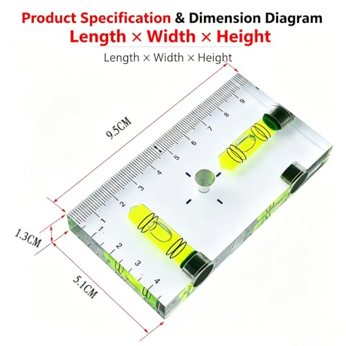 Transparent acrylic T-shaped integrated level with printed scale, high-precision bubble level, 95x51x13mm (Magnetic Green - Double Line) - color: Magnetic Green - Double Line