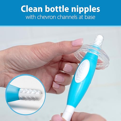 Dr. Brown's Reusable Sponge Baby Bottle Cleaning Brush Set with Suction Cup Stand,Scrubber and Nipple Cleaner,Blue,(Pack of 18) - color: Blue Bottle Brush, size: 18-Pack