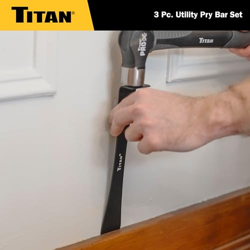 Titan 17121 3-Piece Flat Pry Bar set, 5.5", 7.5" & 9.5"Utility Claw Bars with Nail Puller, Forged Steel Wonder Bar - size: 3 Piece Utility Set