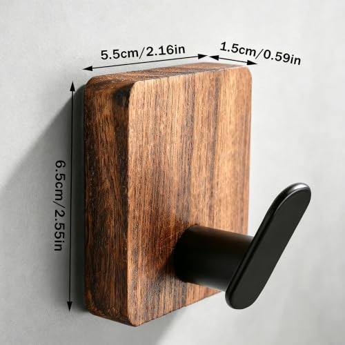 DELITON Rustic Style Hanging Towel Hooks - Decor Adhesive Wood Wall Hooks