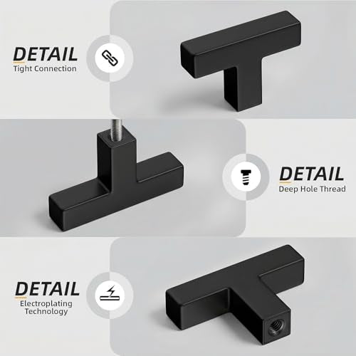 Goldenwarm 5 Pack Black Cabinet Knobs，Single Hole Drawer Knobs - color: Matte Black, size: Single Hole