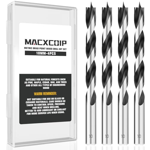 4Pcs 10MM Metric Brad Point Wood Drill Bit Set - size: 0.394" - 4pcs