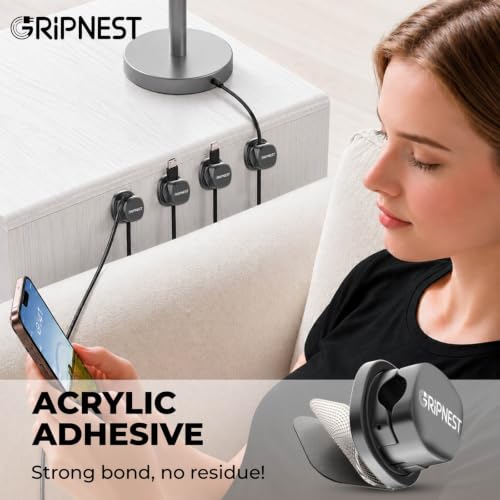 Cable Clips 8 Pack Rotatable Cord Organizer with Adhesive - size: Pack of 8