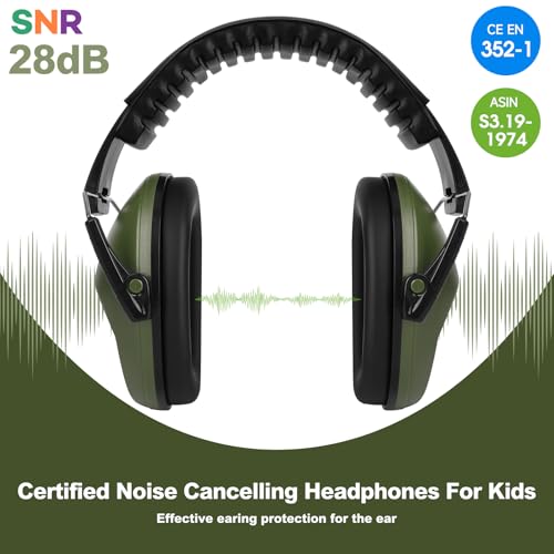 Floriogra Noise Cancelling Headphones for Kids/Toddler 28dB SNR Ear Muffs - color: Army Green
