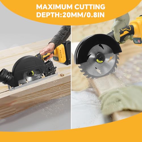 Cordless Mini Circular Saw for Dewalt 20v Battery, 4" Brushless Power Circular Saws, 12000RPM Small Circular Saw，2 Blade, Cutting Depth 0.8"(20mm) for Metal, Wood, Plastic(No battery)