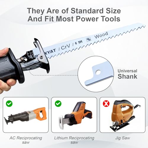 8PCS Reciprocating Saw Blades for Wood Pruning and Carbide Metal Blade