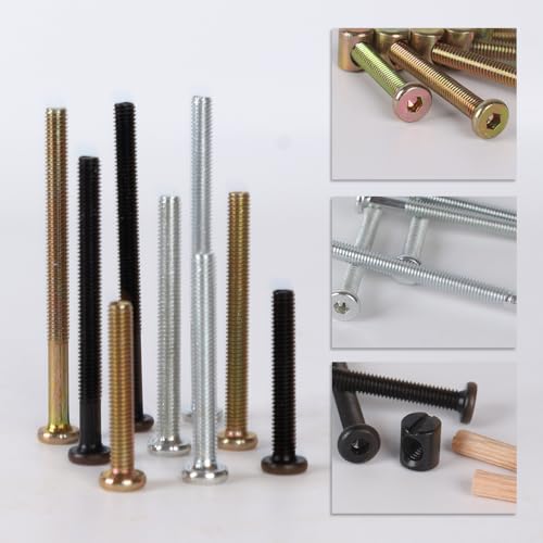 Baby Bed Frame Bolts, Crib Screws Hardware ReplacementKit M6x20/40/60/80mm Hex Drive Socket Cap Screws Barrel Nuts Wooden Dowel Kit for Beds Chairs Furniture et (Bronze 16set) - size: Bronze 16set