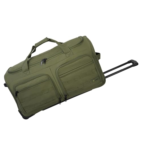 US Army ROMEO 28-inch Large Tactical Duffel Bag with Wheels | Heavy Duty Material, Molle Webbing, Water Resistant Military Rolling Bag for Travel, Deployment, and Camping - Tactical Green - color: Tactical Green, size: 28-inch