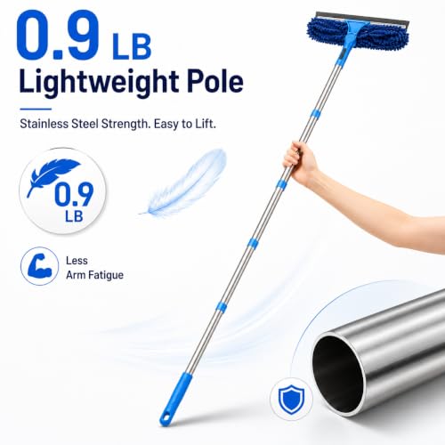 2-in-1 Window Cleaning Kit with Bucket, Extension Pole & Squeegee