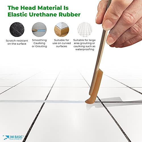 JMIBASIC Grout Caulk Finishing Tool - Multi Size 4 Pieces Set - Smooth Grout Sealant Silicone Caulking Tool - Rubber Spatula Spreader - Grout Sealer Applicator - Ergonomic Handle Grip_ABS (1.4 Inch) - size: 1.4 Inch