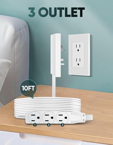 SakerPlus Outlet Concealer Power Strip-Outlet Cover Extender - style: 10ft (AC ports)