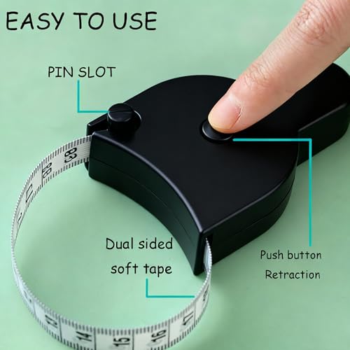 Measuring Tape for Body Measurements, Black, 60 Inch - color: black