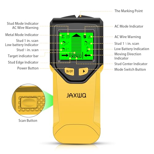 Stud Finder Wall Scanner - 5 in 1 Stud Finder Tool w/Smart Chip and HD LCD Display, Stud Detector Beam Finders for the Center and Edge of Wood AC Wire Metal Studs Joist Pipe (‎Silver Plate)