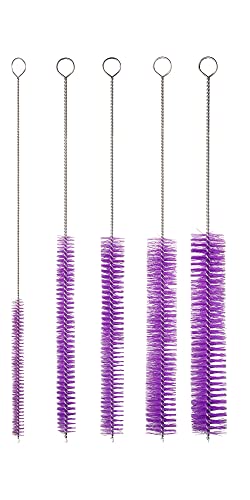 10" Extra Long Tube Brush Set - Large 5 Pack - Purple - color: Purple, size: Large 5 Pack (8mm 12mm 16mm 20mm 24 mm)