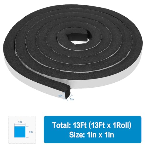 DGSL Foam Weather Stripping, 1"x1", 13Ft Door Window Seal Tape - size: 1In x 1In x 13Ft