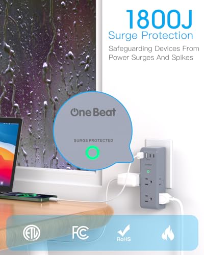 Surge Protector Outlet Extender, Multi Plug Wall Outlet, Rotating Plug,Grey - color: Grey, size: 2C2A, 1 Pack
