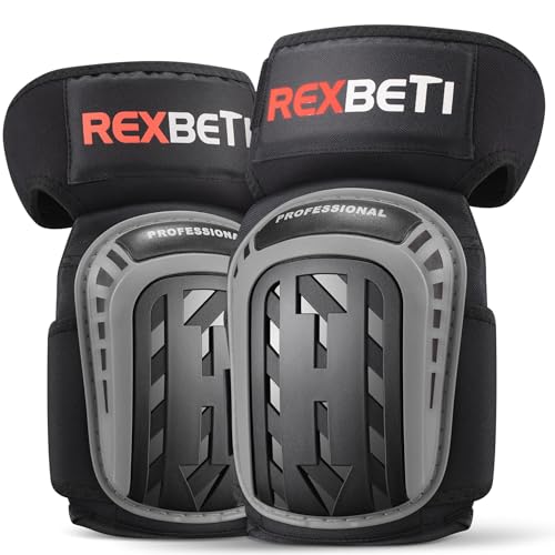 REXBETI Knee Pads for Men, Anti-slip Construction Gel Knee Pads for Work - color: Gray