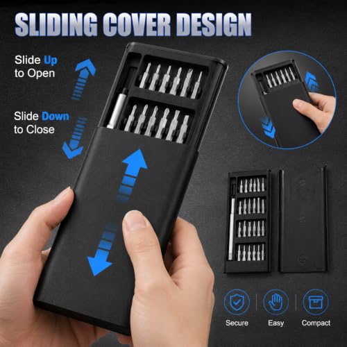 24 in 1 Precision Screwdriver Set, Small Multifunction Magnetic Repair Tool Kit with 24 Bits for Phone Electronics Laptop Watch Camera Glasses Console DIY Men Gift, Black - color: 24 in 1 Black
