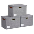 15" Fabric Storage Box with Lids, 3-Pack, Gray - color: Gray, size: Medium-15"