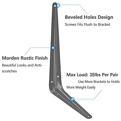 Metal 4" x 5" inch Wall Corner Angle Shelving Shelf Brackets, Grey, Pack of 20 - size: 4" x 5" inch