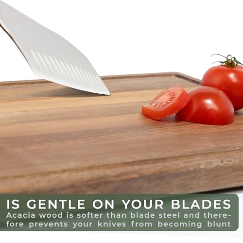 WALDWERK Cutting Board Set (15.75 x 12/13 x 9.5/10 x 7 in) out of Solid Acacia Wood - 0,8 in Thick Cutting Boards for Kitchen - Wood Cutting Boards - Wooden Chopping Boards for Kitchen - size: 17.3"L x 3.9"W