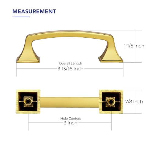 30 Pack Kitchen Cabinet Handles 3 Inch Hole Center Gold Cabinet Pulls - color: Gold, size: 3 Inch Hole Centers