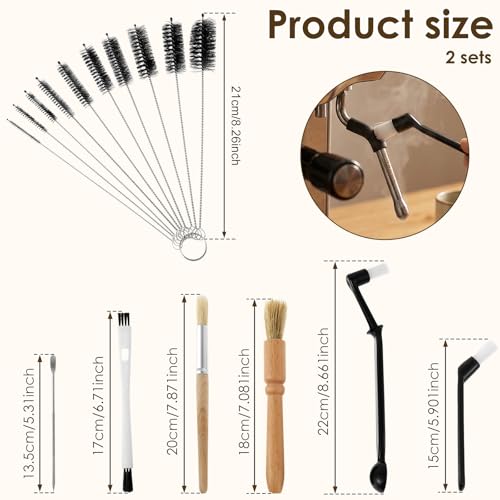 36PCS Coffee Brush Set, Espresso Machine Cleaning Brush Kit with Nylon & Bristle Brushes, Coffee Grinder Cleaning Brush Set,Long Handle Straw & Bottle Brush Kit, Espresso Brush for Home Cafe Barista - color: Multicolor 36pcs