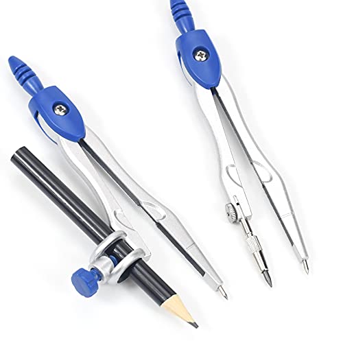Unjoo Geometry Set 10 Pcs Student Supplies,Protractor and Compass,Navy Blue - color: Navy Blue