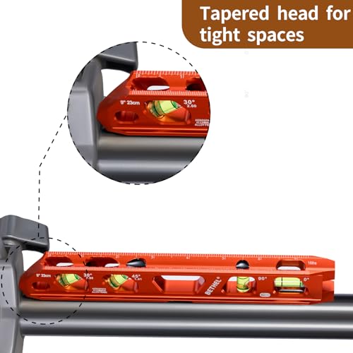 BETHEL 9 Inch Magnetic Torpedo Level Aluminum Alloy Leveltool Orange - color: Orange 9in