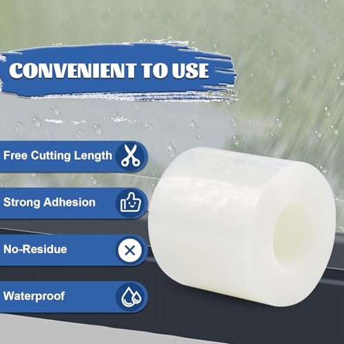 Transparent Weather Sealing Tape 3" x35 Yard, Window Insulation Tape Weather Stripping for Windows Doors Shower Glass – Indoor/Outdoor Insulation, No-Residue, Clear, Energy-Saving - size: 3 IN - 105 Ft Clear - 140U