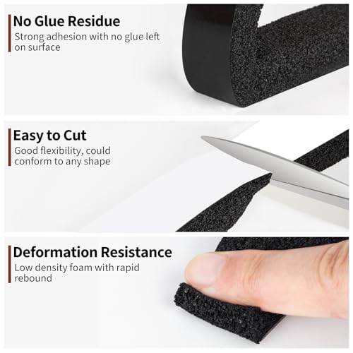 Yotache Air Conditioner Window Seal Kit - 1"x1", 13Ft (6.5Ft x 2, Black) | High Resilience Weather Stripping Foam Tape for AC Windows & Door Insulation, Noise Reducing, Air Leak Proof - size: (1"×1") 13FT