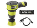 RYOBI USB Lithium Compact Scrubber Kit with 2.0 Ah Battery, USB Charging Cord, and 2 in. Medium Bristle Brush, Green