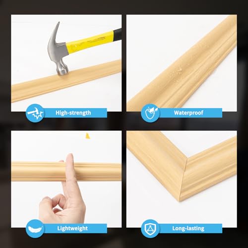 Art3d Pre-Cut Wall Molding Set of 6 pcs, 3 Top 3 Bottom, Oak - color: ‎Oak: Style 2