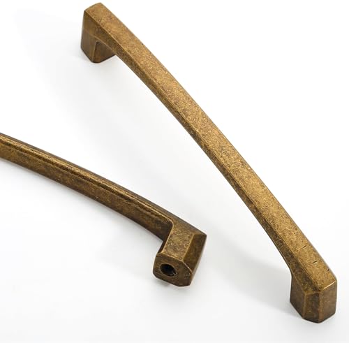 Asidrama 10 Pack 5 inch Antique Brass Kitchen Cabinet Handles - color: Antique Brass, size: 5" Hole Center(128mm)