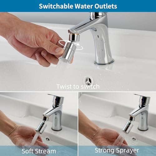 Hibbent NSF/ANSI/CAN 61 & cUPC Certified 2-Flow Aerator, Chrome - color: Chrome, style: Upgraded 360 Degree Faucet Aerator