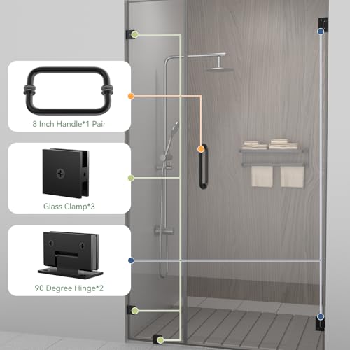 304 Stainless Steel Shower Door Hardware Kit - color: Matte Black