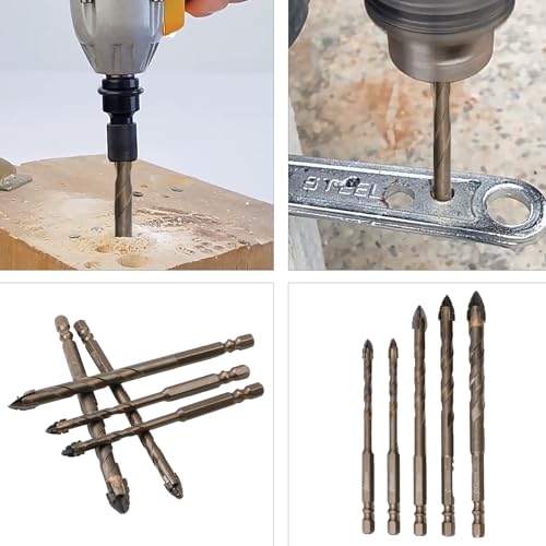 10 Count Four Edged Serrated Eccentric Drill Bit Set,New Four-Flute Sawtooth Eccentric Drill Bit, for Stone, Glass, Concrete, Wood, Brick, Metal (10pack) - style: 10pack
