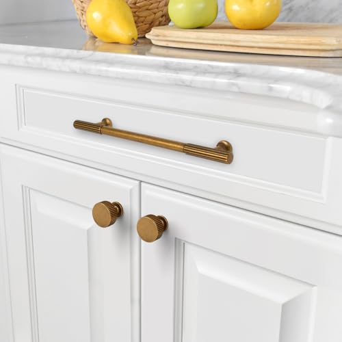Asidrama 10 Pack 6.3 inch Antique Brass Kitchen Cabinet Handles - color: Antique Brass, size: 6.3" Hole Center