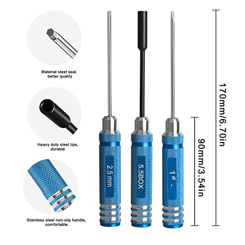 12Pcs RC Tools Kit W/Hex, Phillips, Flat Screwdriver & Plier Socket Wrench